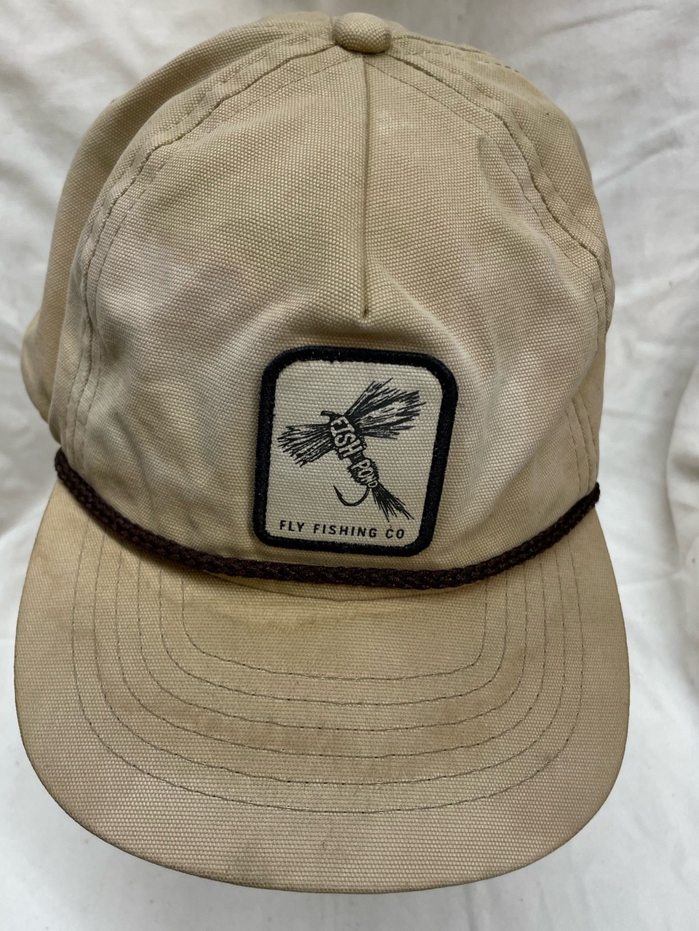 Fly fishing Men’s Rope-Trim Cotton adjustable Baseball Cap - Khaki OSFM